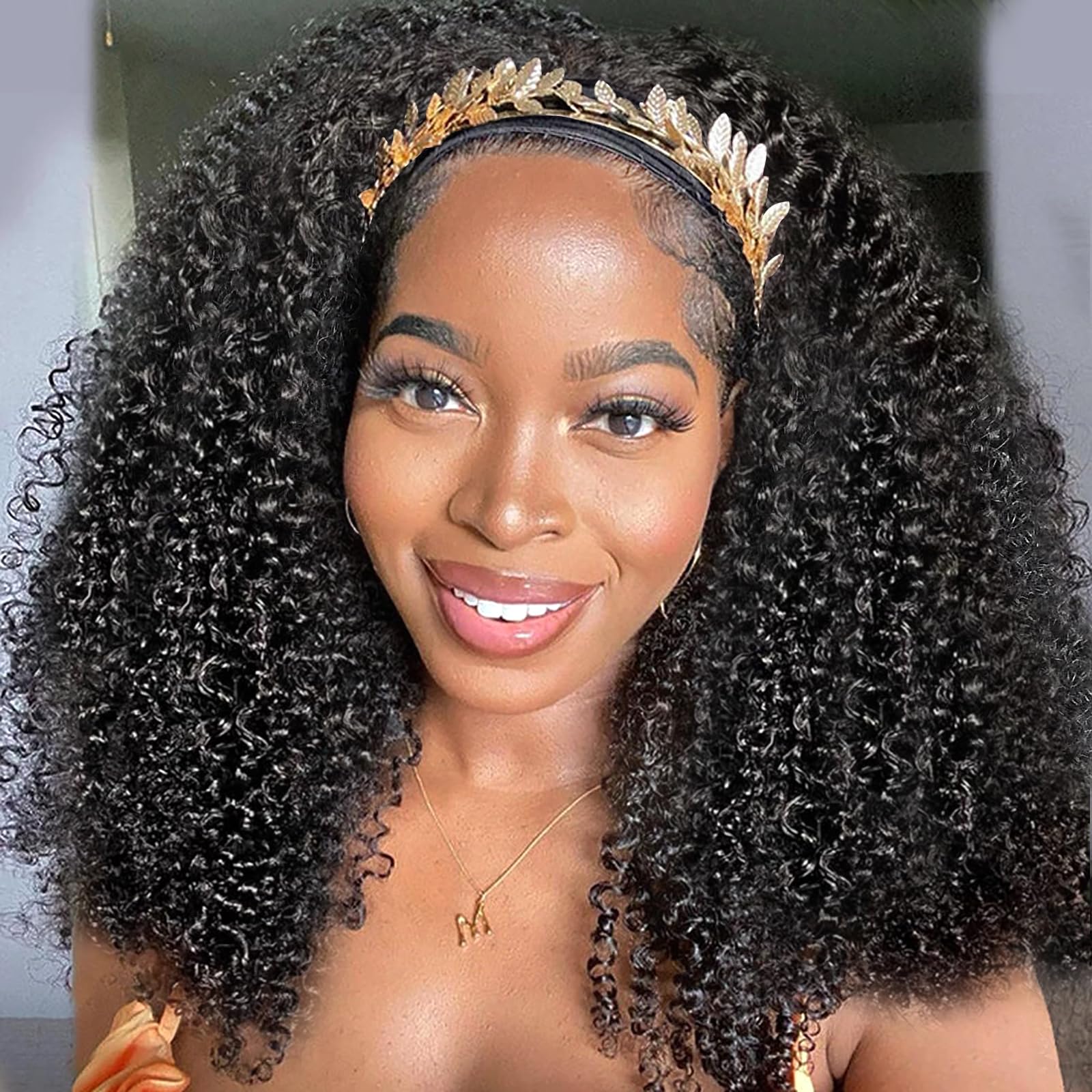 XSY Headband Wig kinky curly 20-inch displays natural texture for everyday elegance.