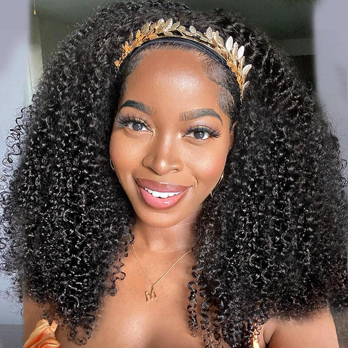 XSY Headband Wig kinky curly 20-inch displays natural texture for everyday elegance.