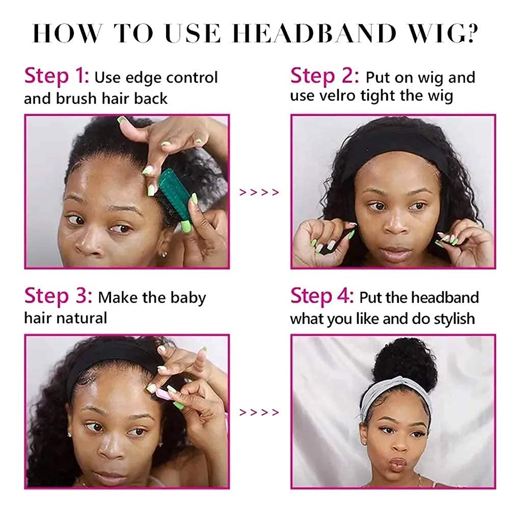 XSY Headband Wig with random color headband for flexible styling options.
