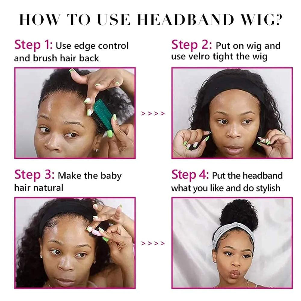 XSY Headband Wig with random color headband for flexible styling options.