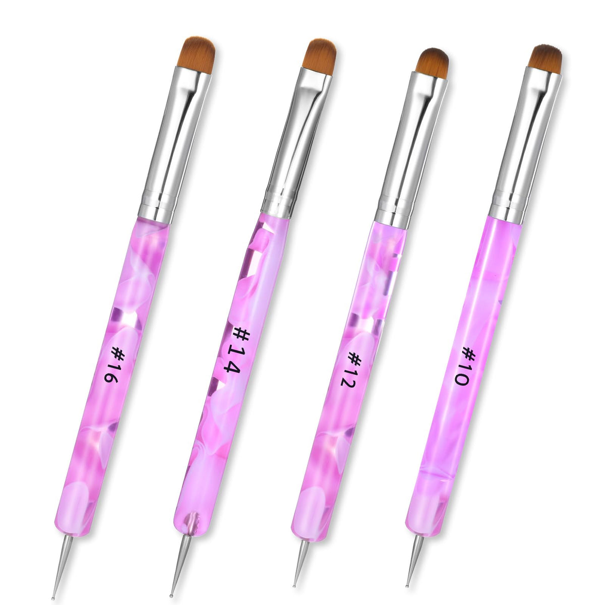 Xthrotsenk 4-piece nail art brush set with metal handle for precise gel application