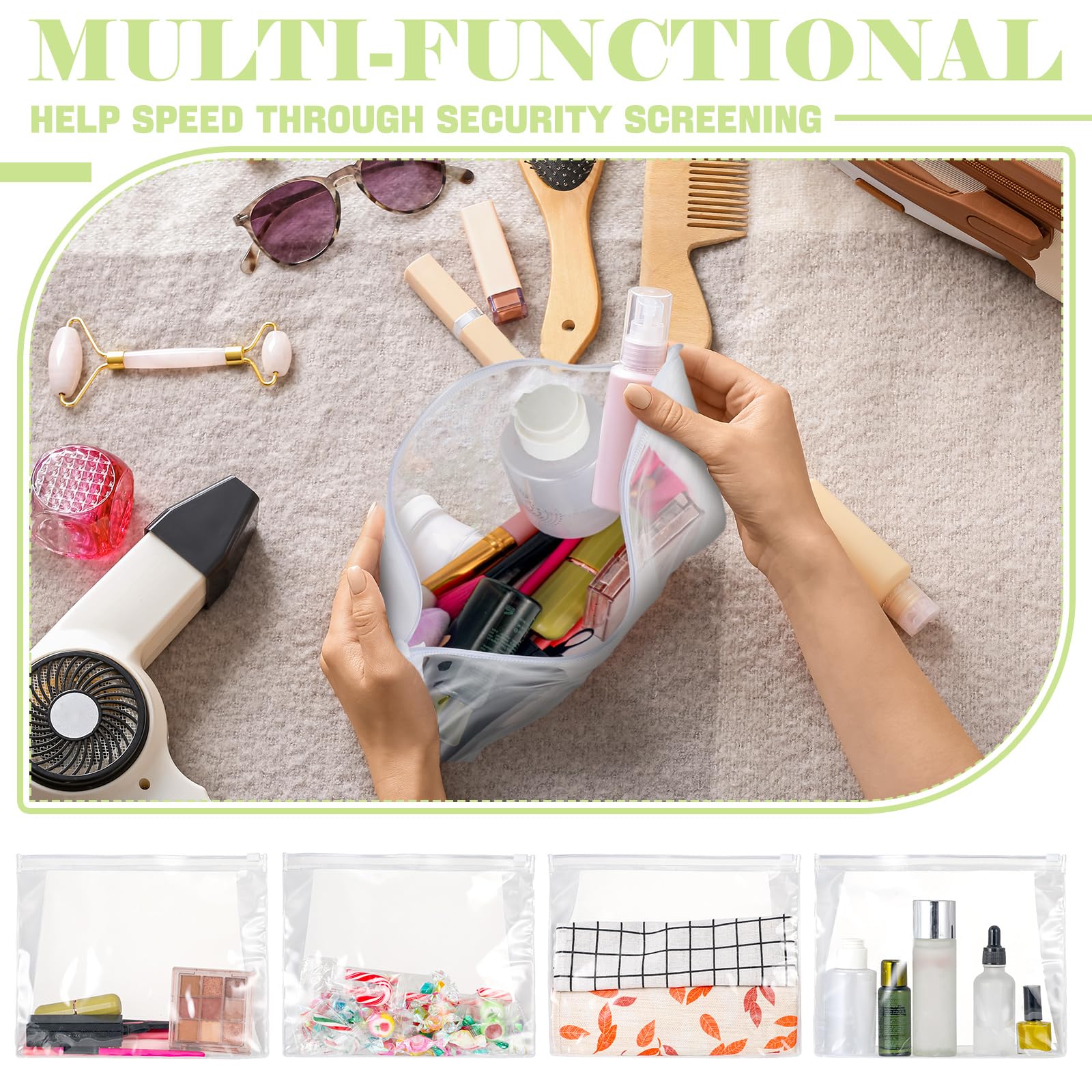 Xuniea transparent cosmetic bag for quick item checks during packing