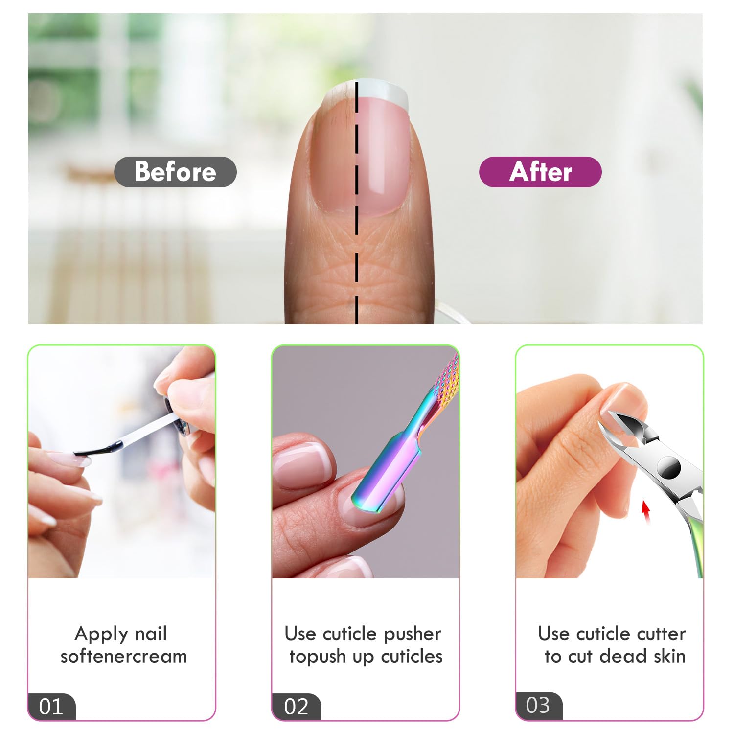 XUNXMAS 5-in-1 manicure pedicure tool set in polished steel.
