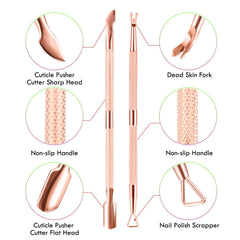 XUNXMAS cuticle pusher sharp head close-up targets corners for clean edges.