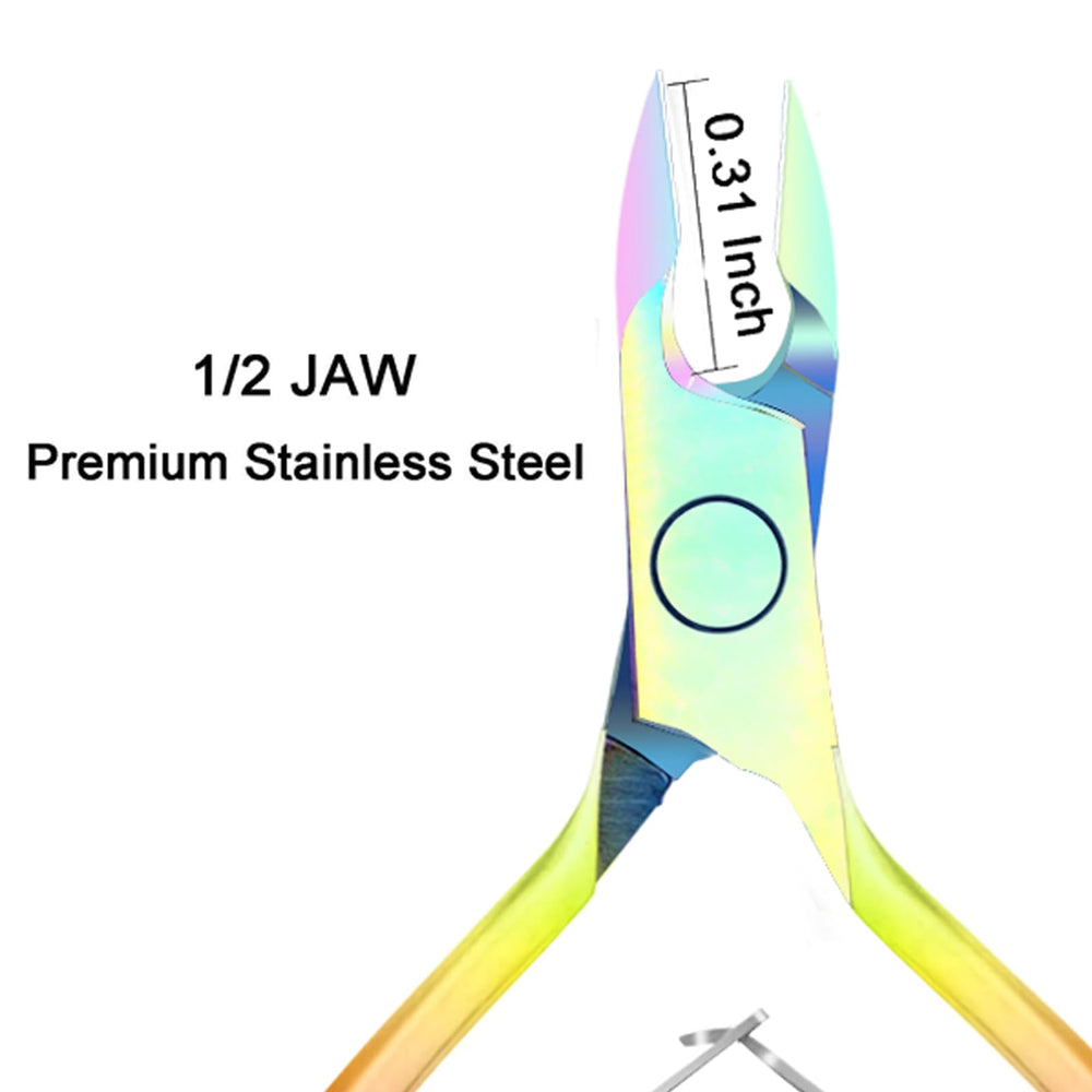 XUNXMAS Cuticle Trimmer with cap protects blades between uses and storage.
