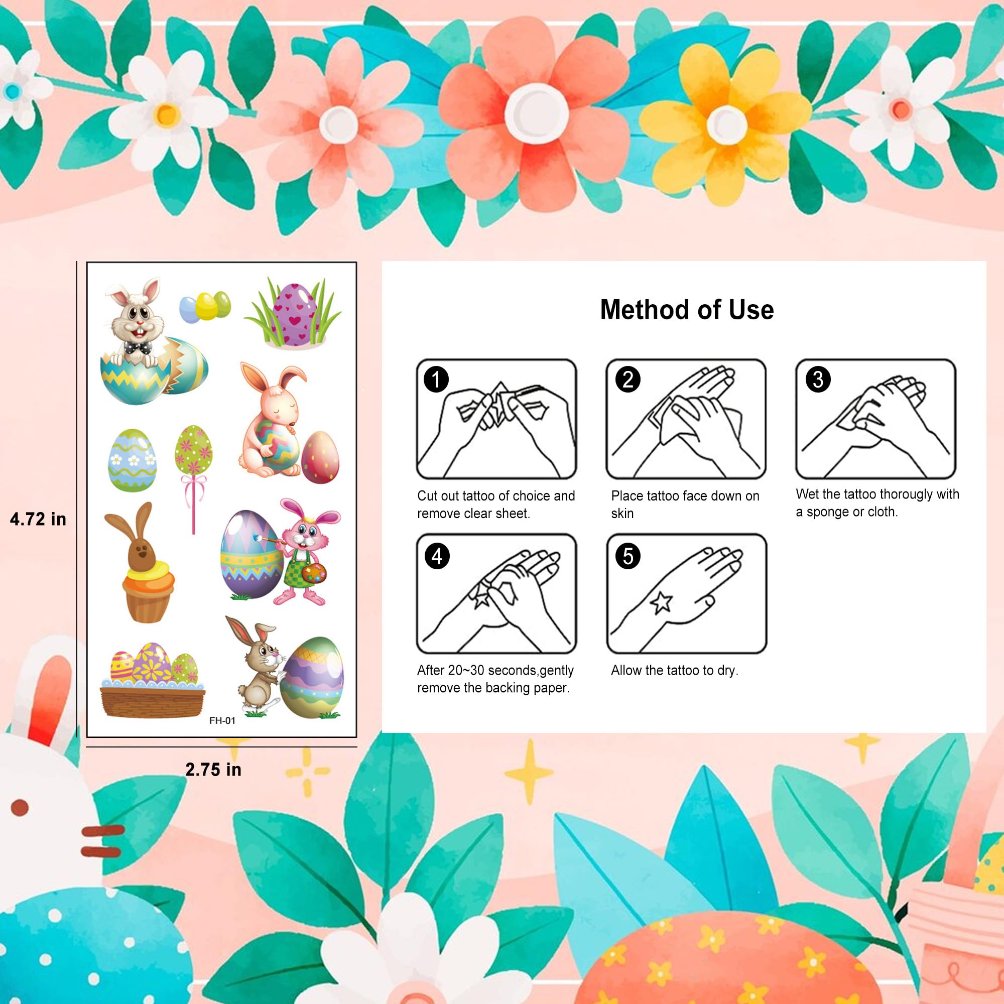 Xutengy Easter tattoos carrot patterns add cute seasonal flair for kids and teens.