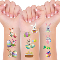 Xutengy Easter tattoos collection sheet shows vibrant designs for durable, mess-free Easter fun.