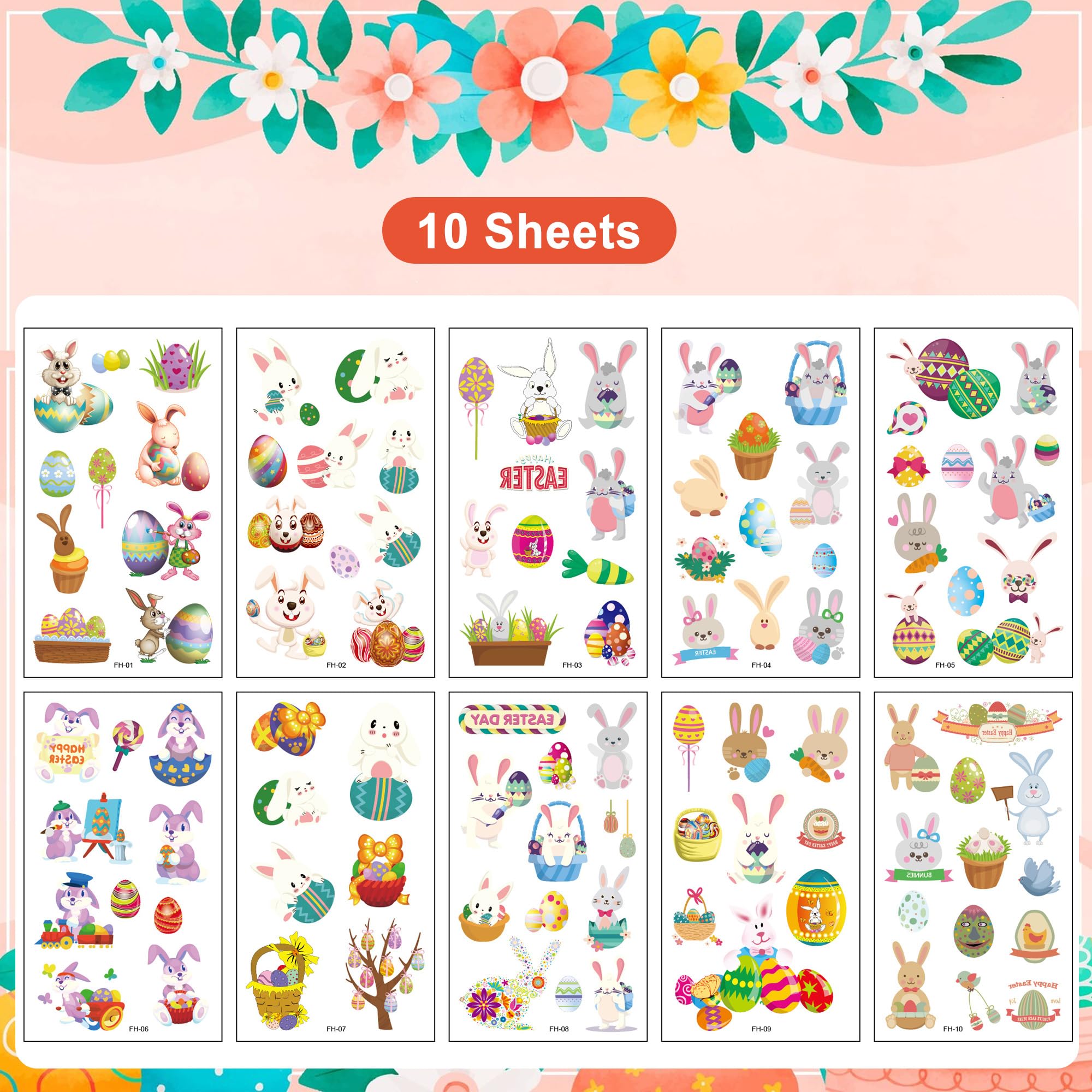 Xutengy Easter tattoos eggs chick patterns for playful body art at Easter gatherings.