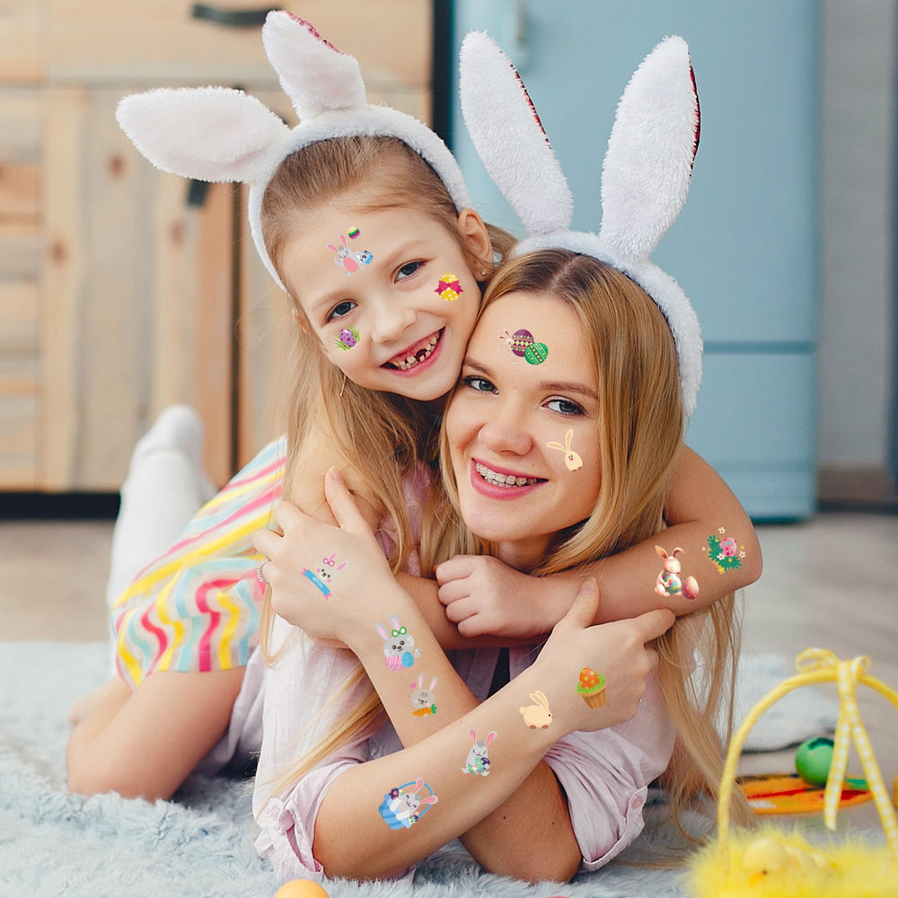 Xutengy Easter tattoos sheets 37x22 inches provide bold color coverage.
