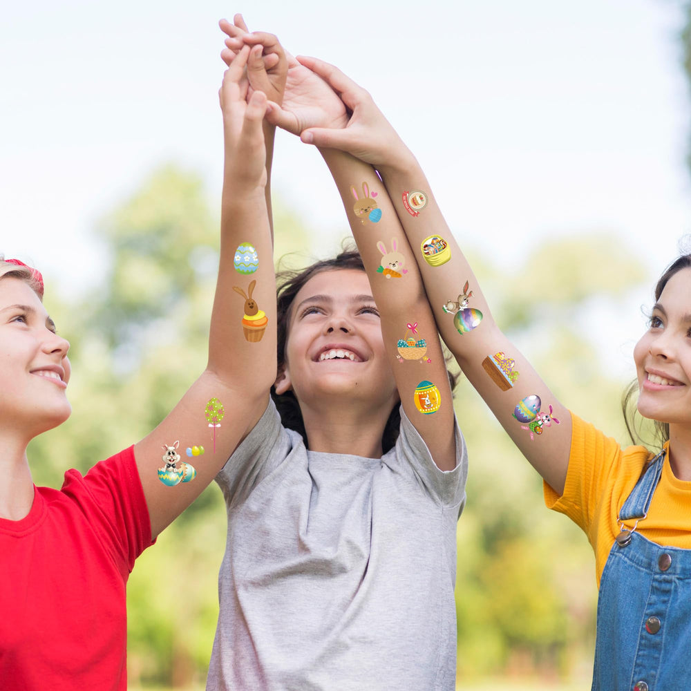 Xutengy Easter tattoos waterproof finish ideal for outdoor egg hunts and parties.