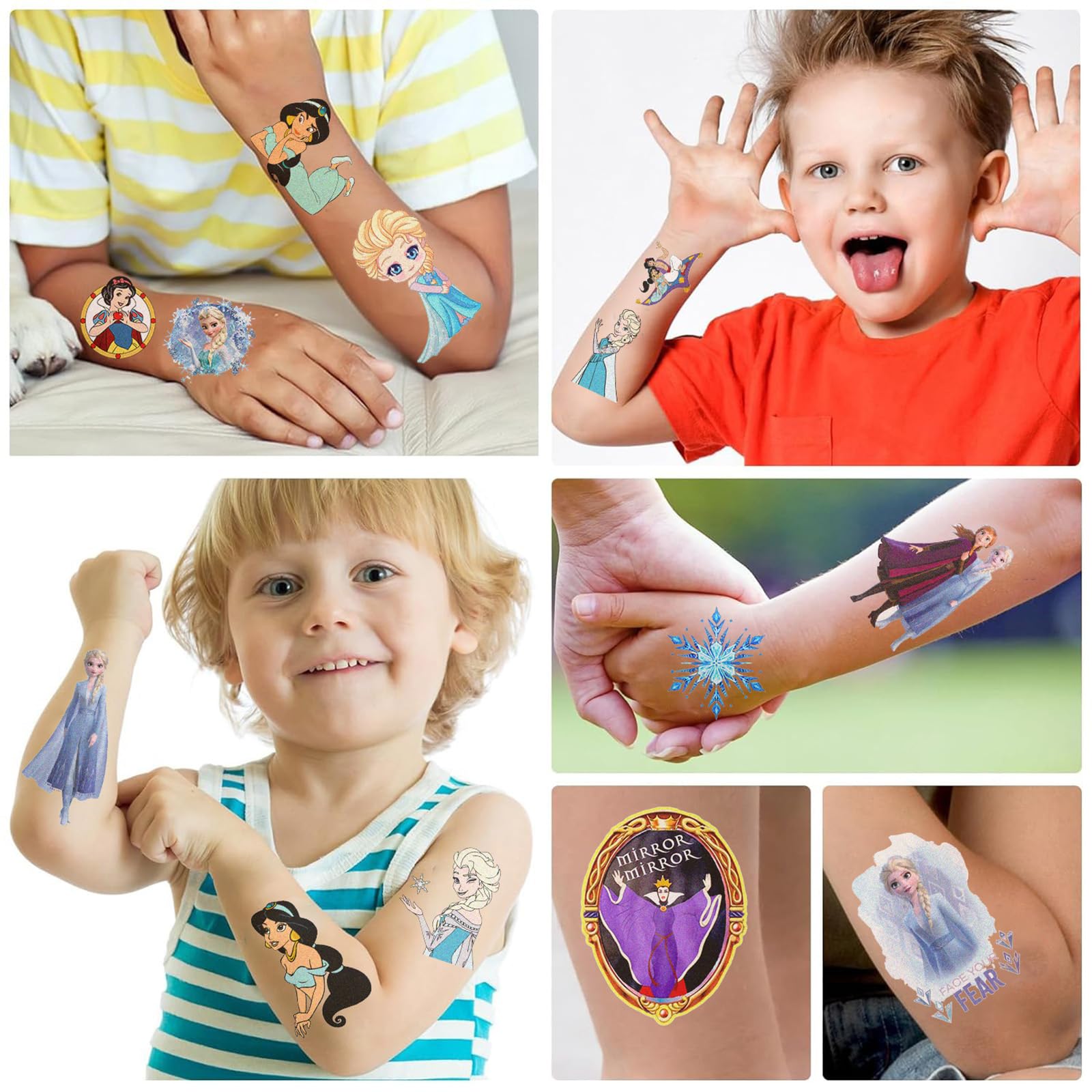 XYLL tatuajes temporales Disney – princesas, regalo ideal para cumpleaños y premios en clase.