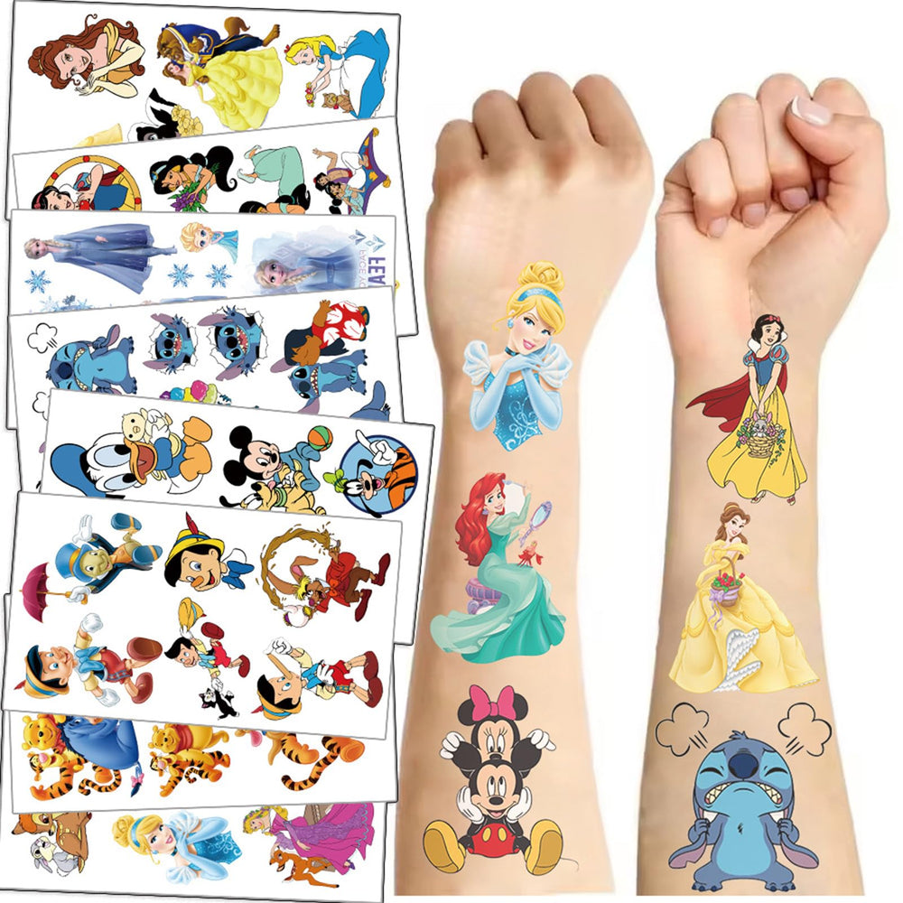 XYLL tatuajes temporales Disney – tamaño compacto para brazos, manos y cuello.