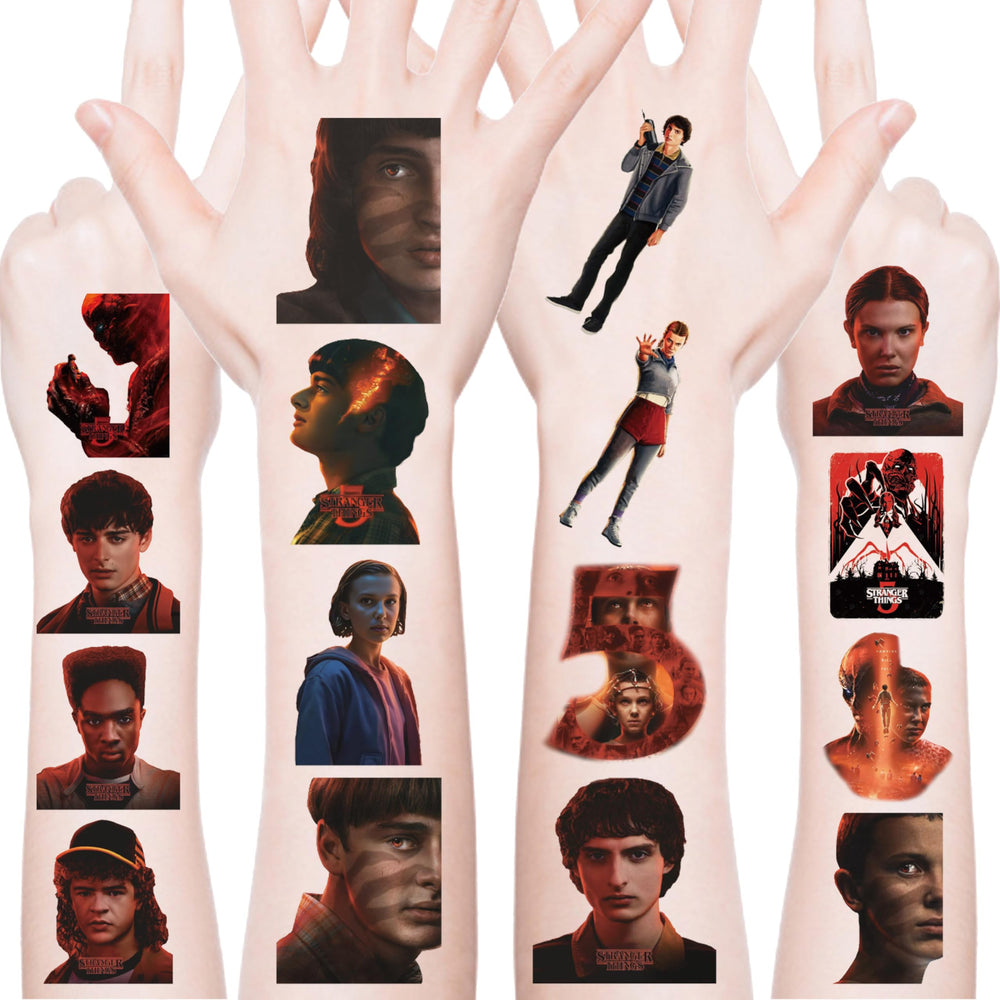 Diseños Stranger Things S5 XYLL para brazos, manos y cuello, fáciles de aplicar.