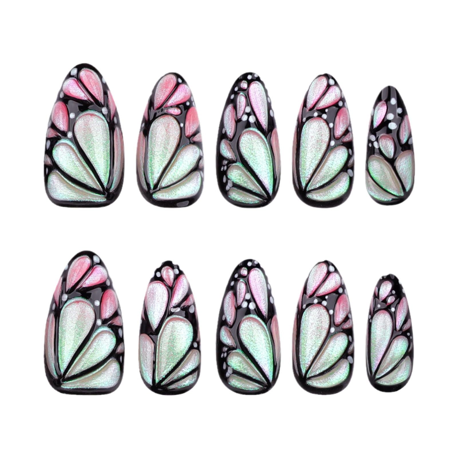 XZMeiLun butterfly wings nails with holographic shimmer for party-ready shine.