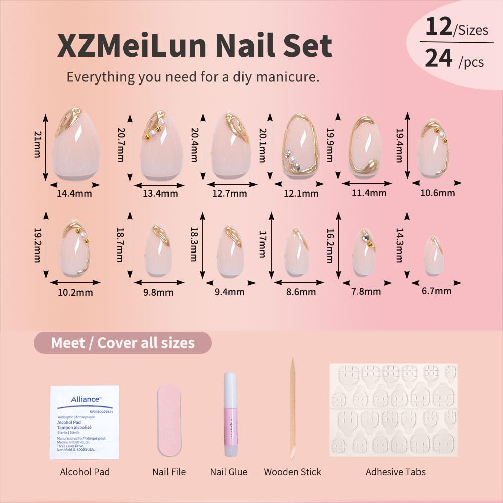 XZMeiLun kit completo de uñas presión 24 piezas para manicura en casa