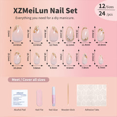 XZMeiLun kit completo de uñas presión 24 piezas para manicura en casa