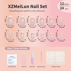XZMeiLun press-on nails kit with glue and file for fast at-home manicure.