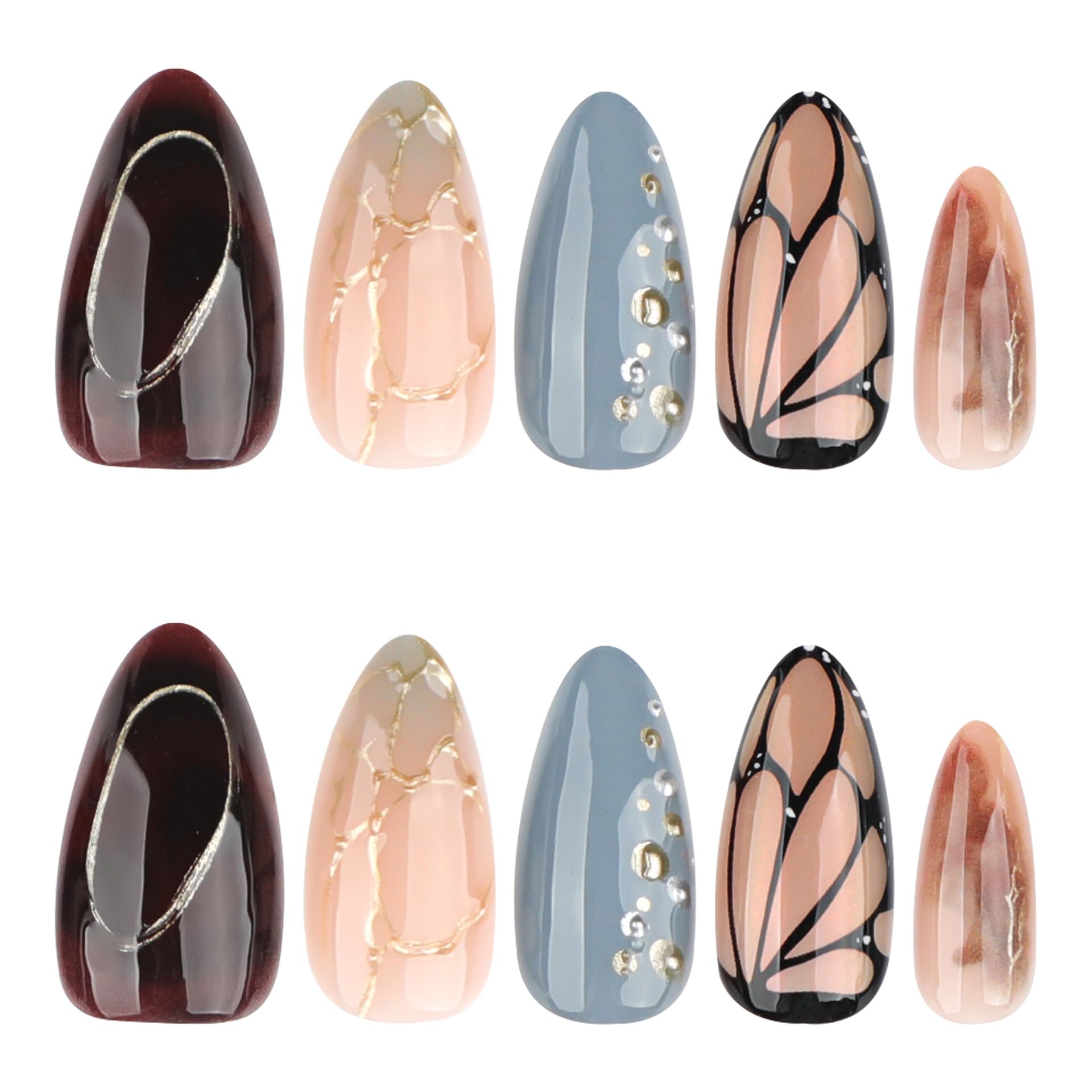 XZMeiLun uñas con diseño perla y línea dorada para eventos sofisticados