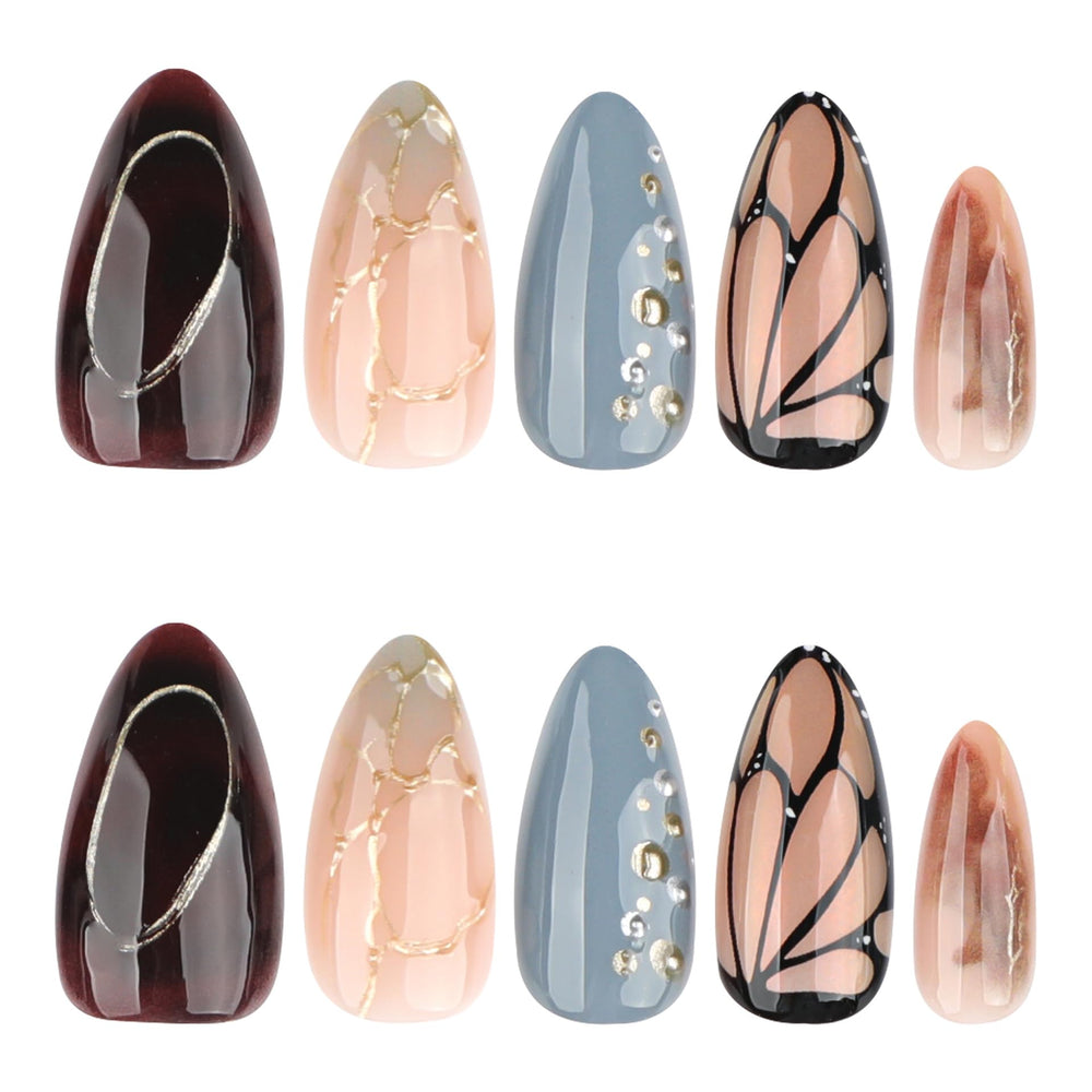XZMeiLun uñas con diseño perla y línea dorada para eventos sofisticados