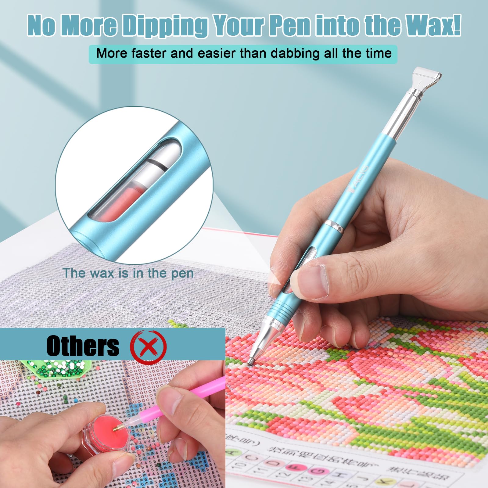 Yacig Diamond Art Pen drill-tip close-up for precision placement.
