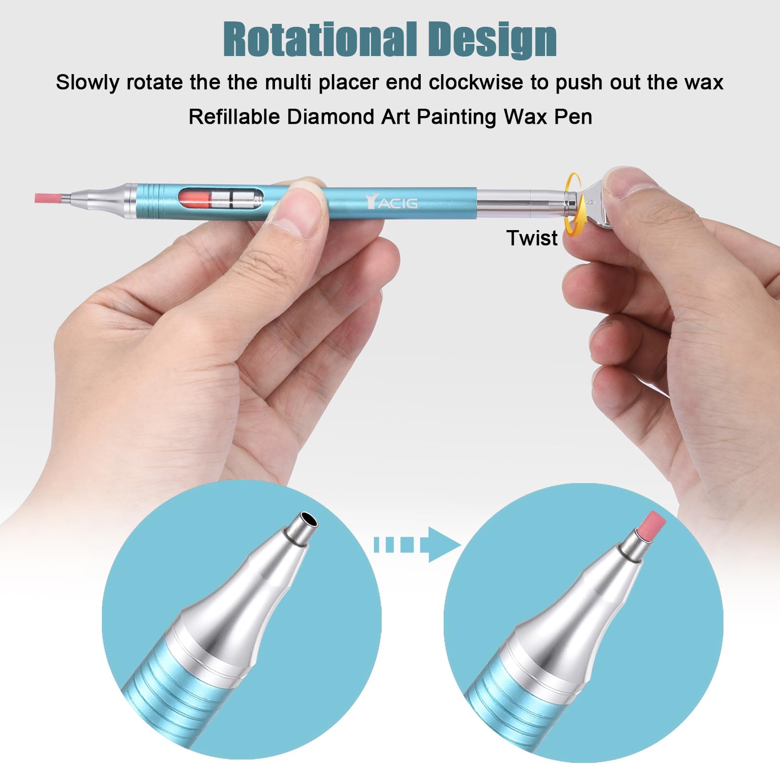 Yacig Diamond Art Pen metal body close-up shows durable construction.
