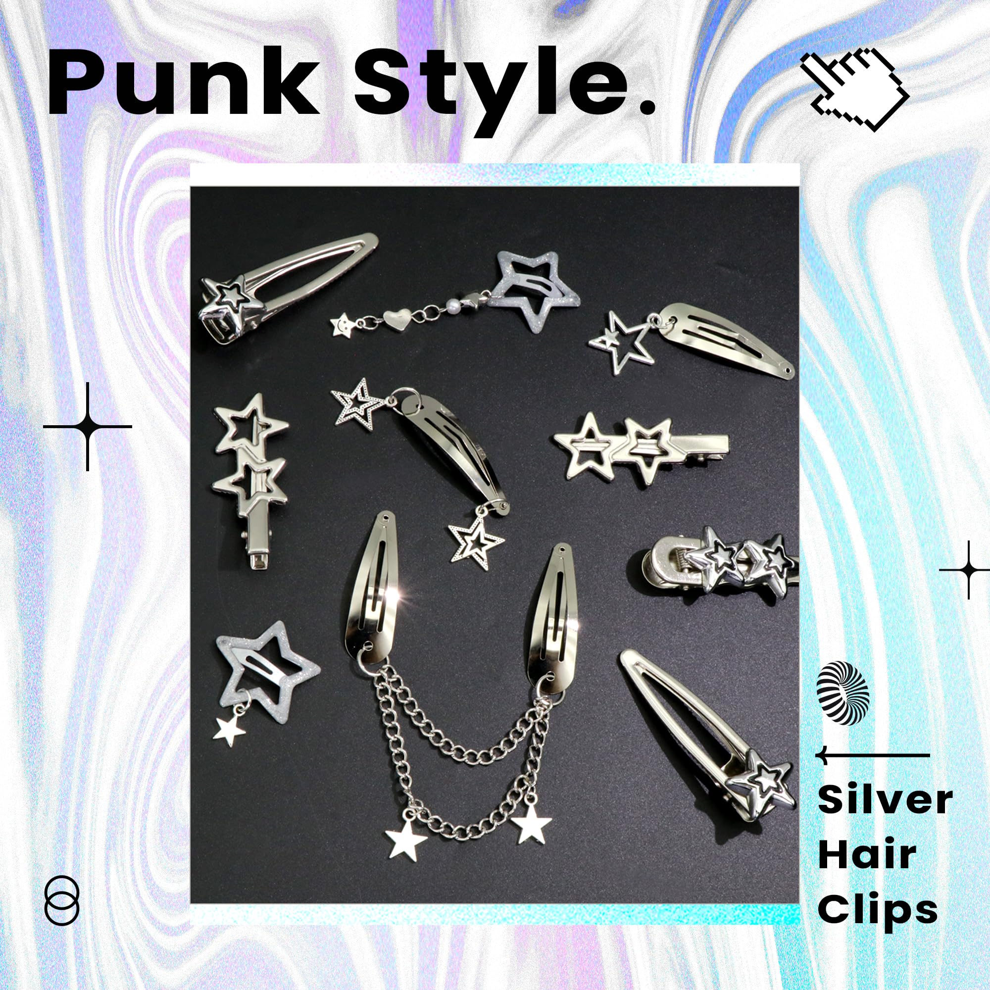 YAEISM clips pelo estrella plata, regalo ideal para mujer.