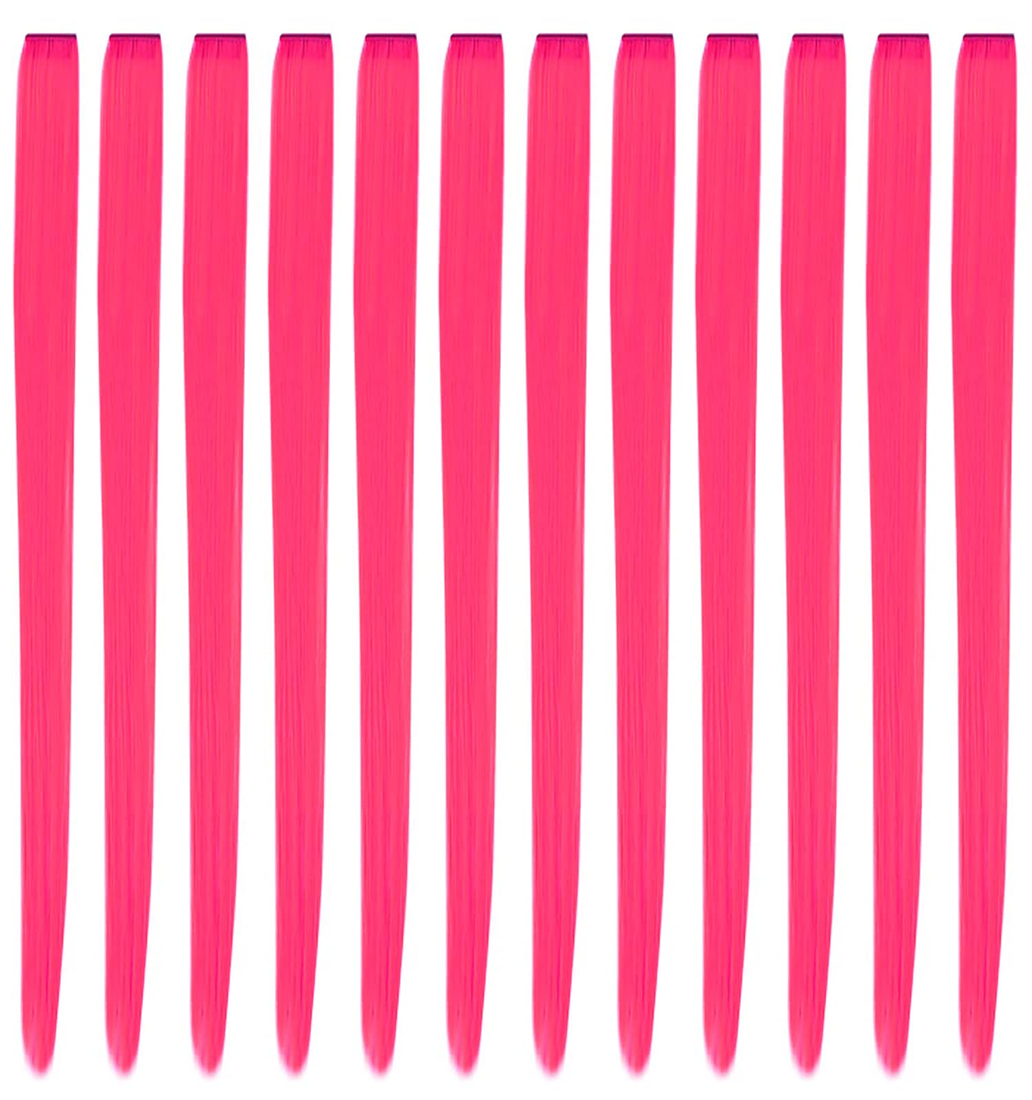 YaFex 12-pcs clip-in extensions on model in hot pink for party-ready style.