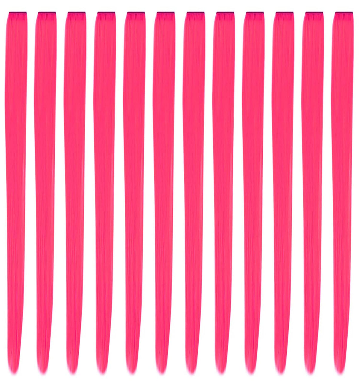 YaFex 12-pcs clip-in extensions on model in hot pink for party-ready style.