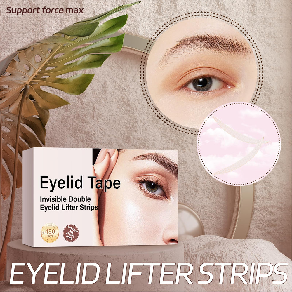 YAGUVI eyelid lifter strips application closeup demonstrates easy, long-lasting wear.