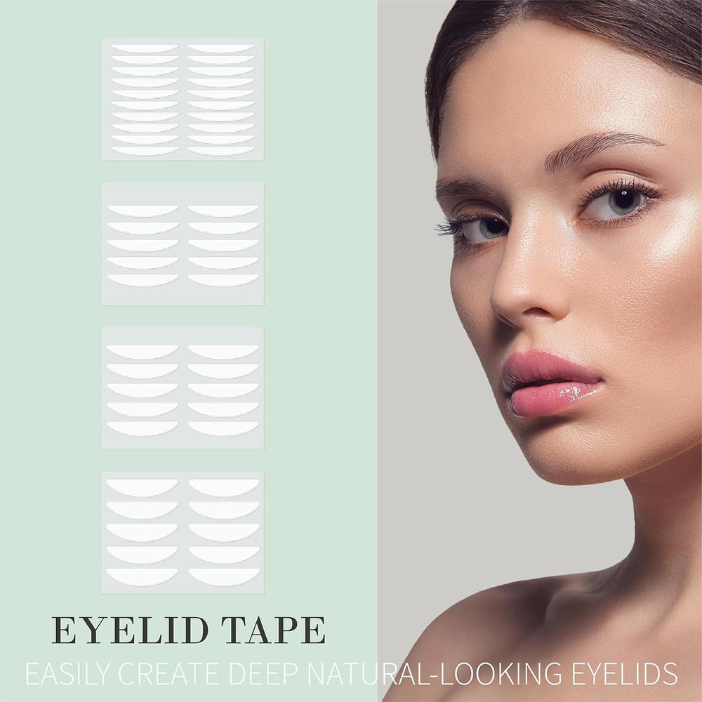 YAGUVI eyelid tape application close-up with single-sided adhesive