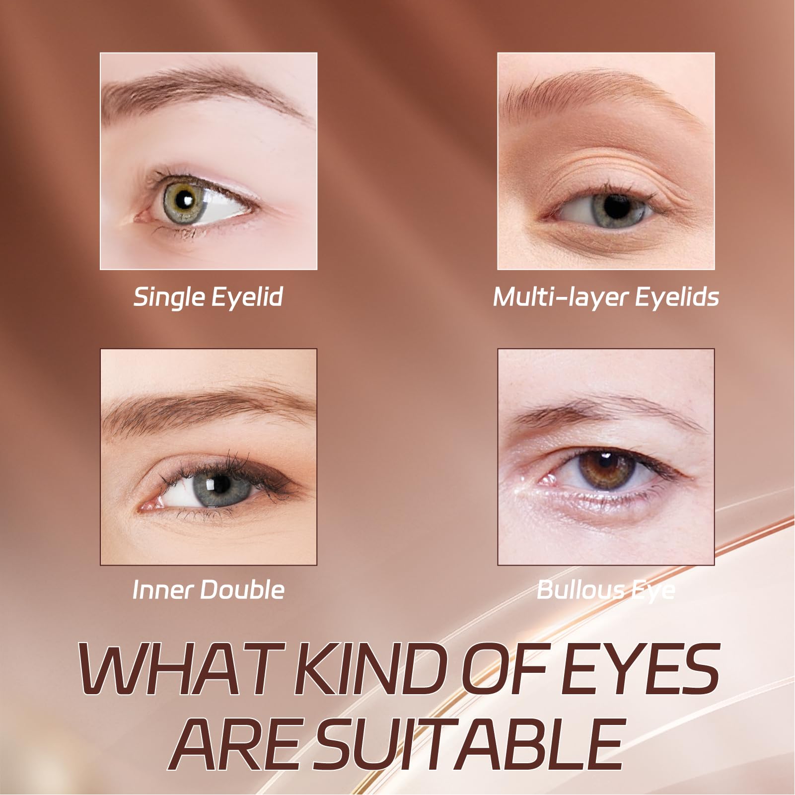 YAGUVI eyelid tape in use on eye shows secure, all-day hold.