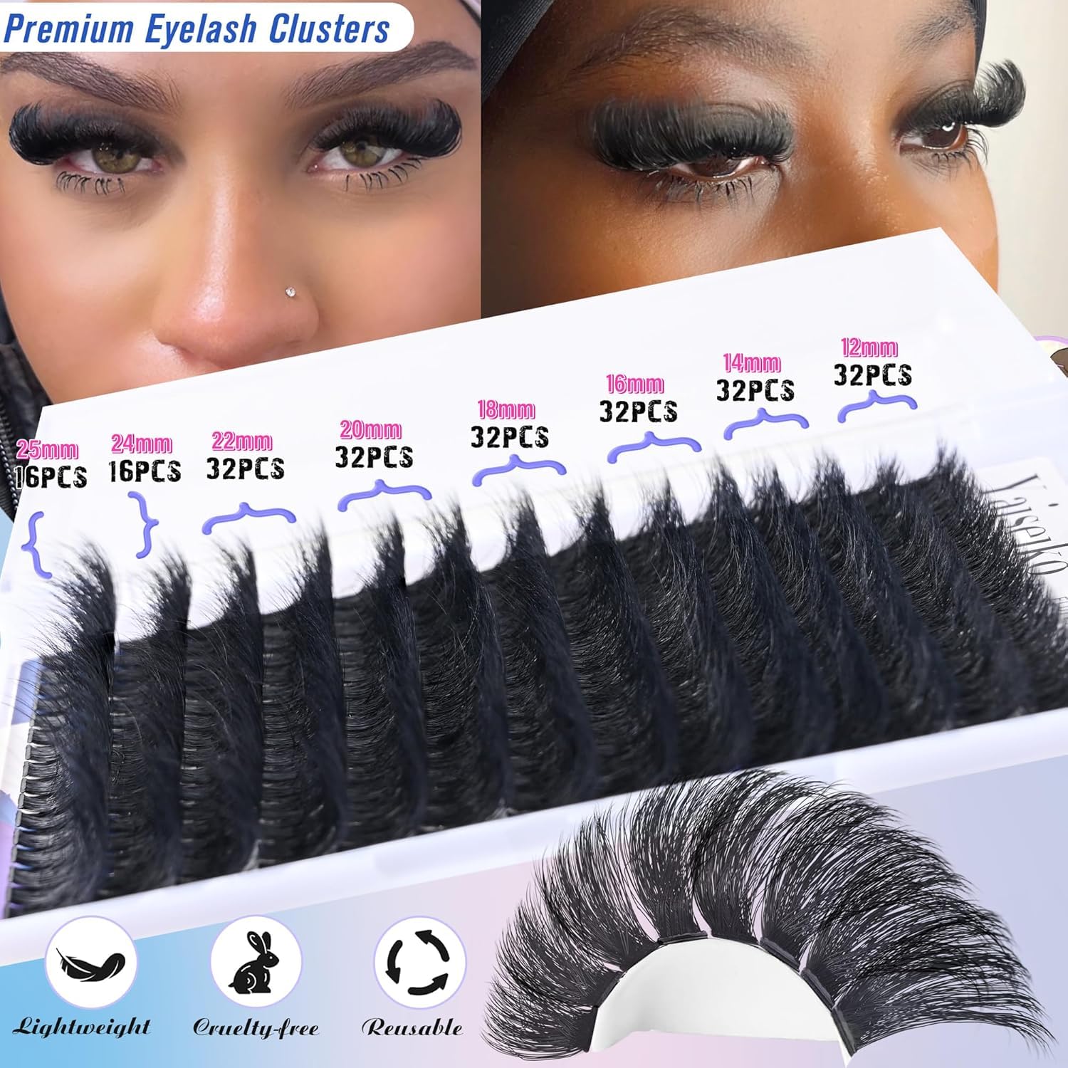 Yaiseiko 150D wispy cluster lashes for bold volume