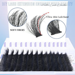 Yaiseiko D curl lash clusters with soft cotton band