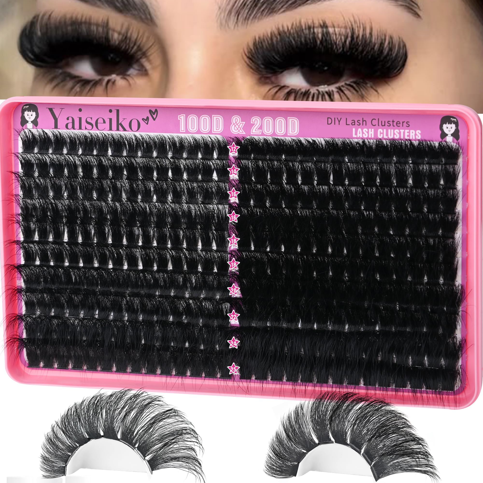 Yaiseiko lash clusters 280pcs pack for at-home dramatic volume looks.