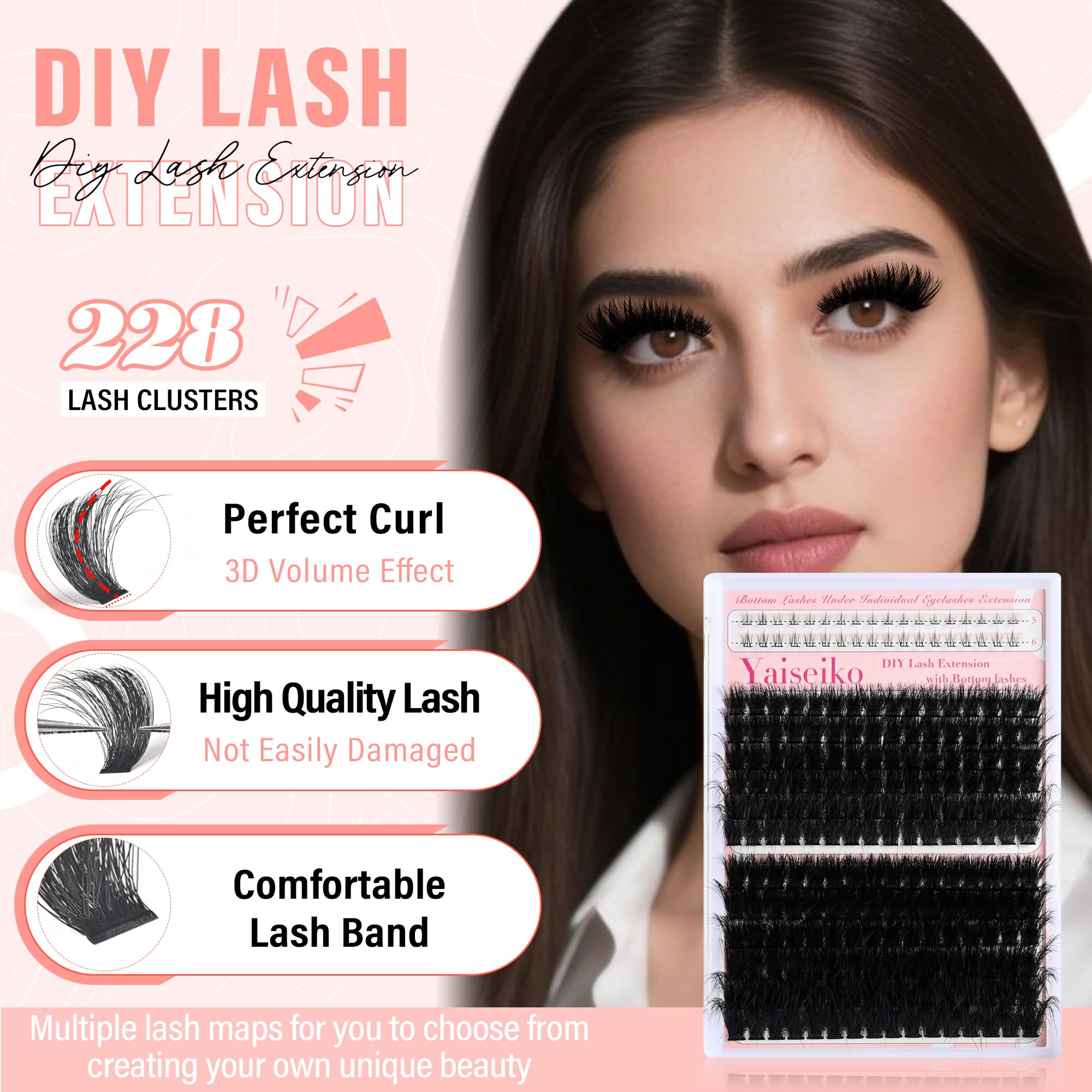 Yaiseiko lash clusters pro-artist technique uses 3-5 clusters per eye.