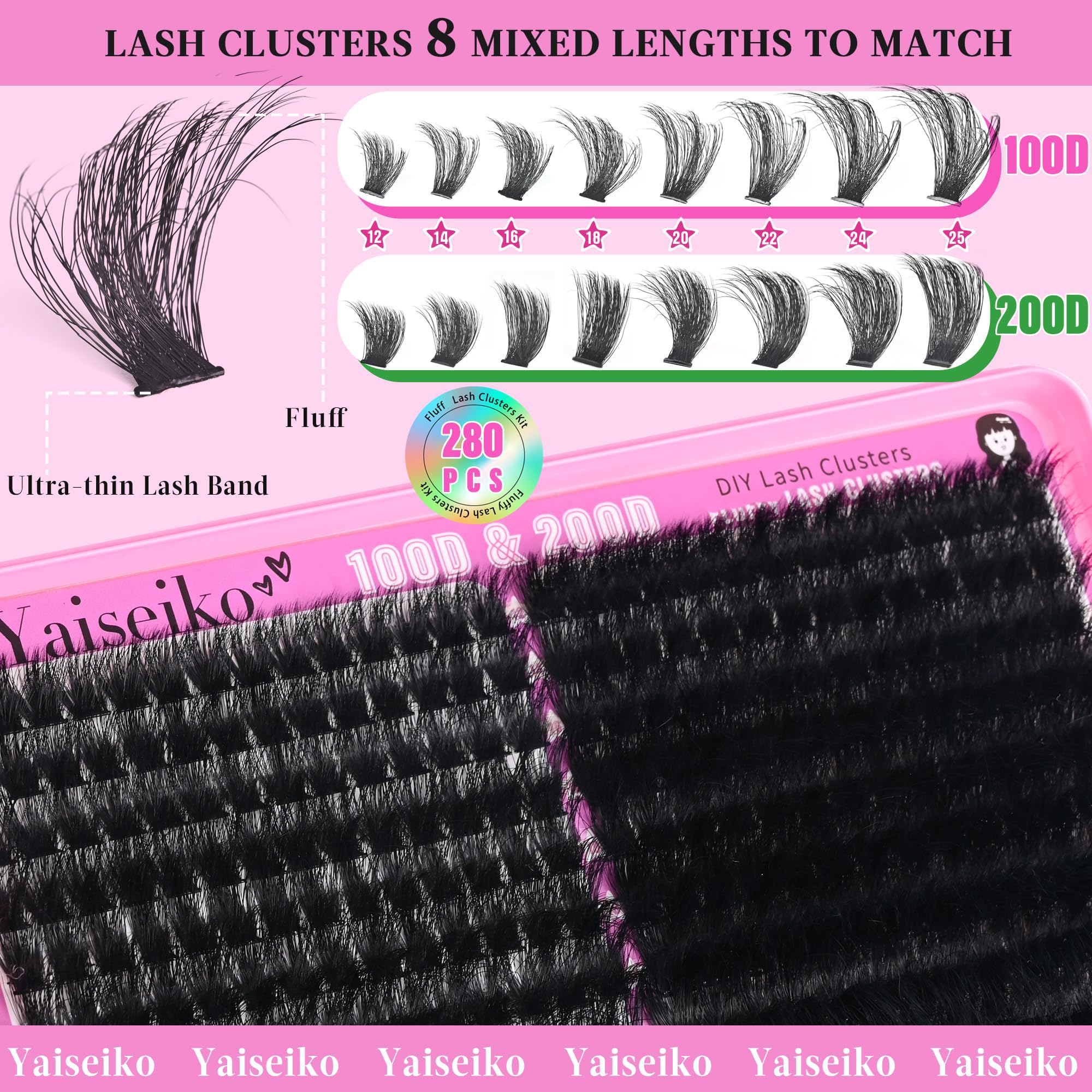 Yaiseiko 12-25mm D-curly clusters for bold, wispy results at home.