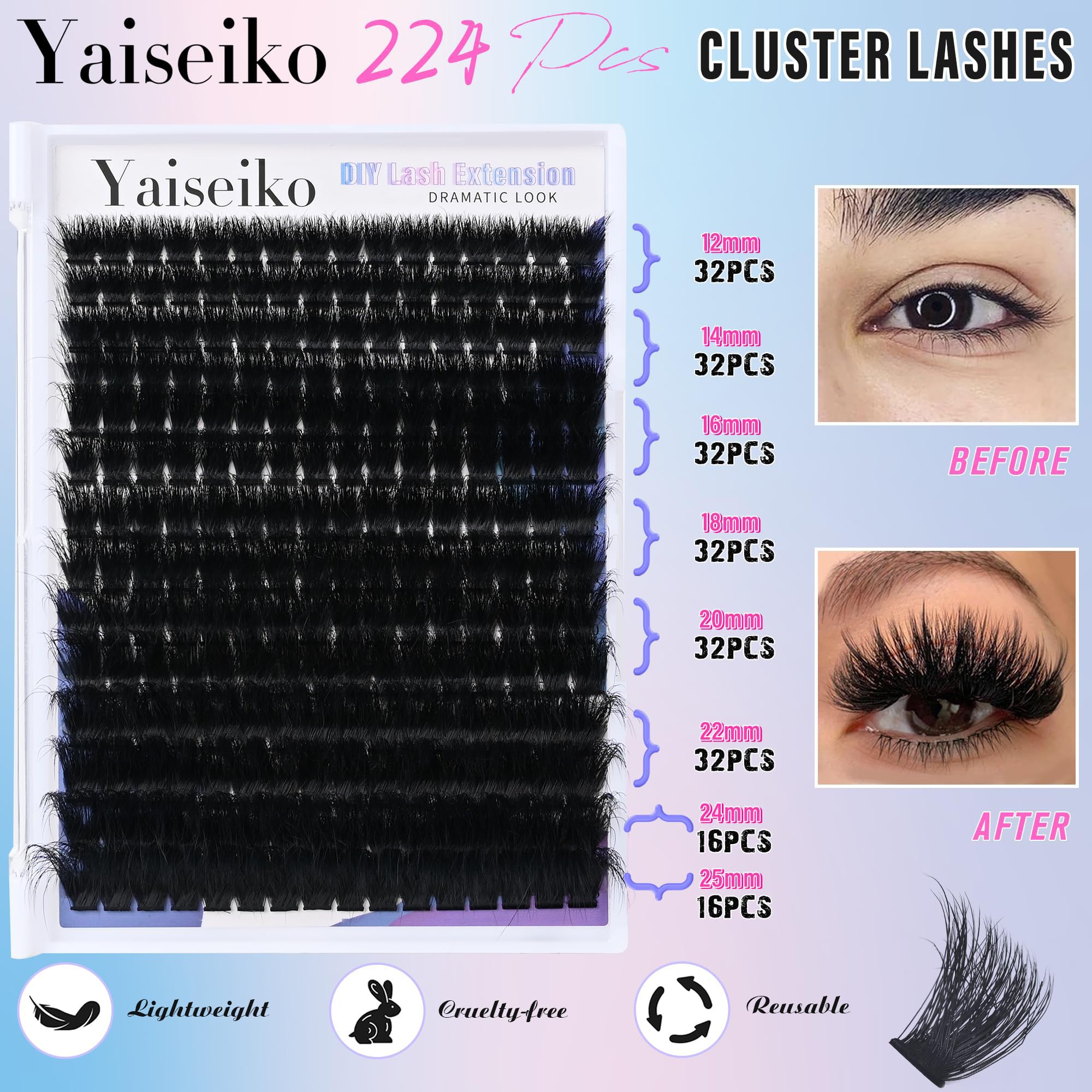 Yaiseiko soft fiber D-Curl clusters for comfortable wear.