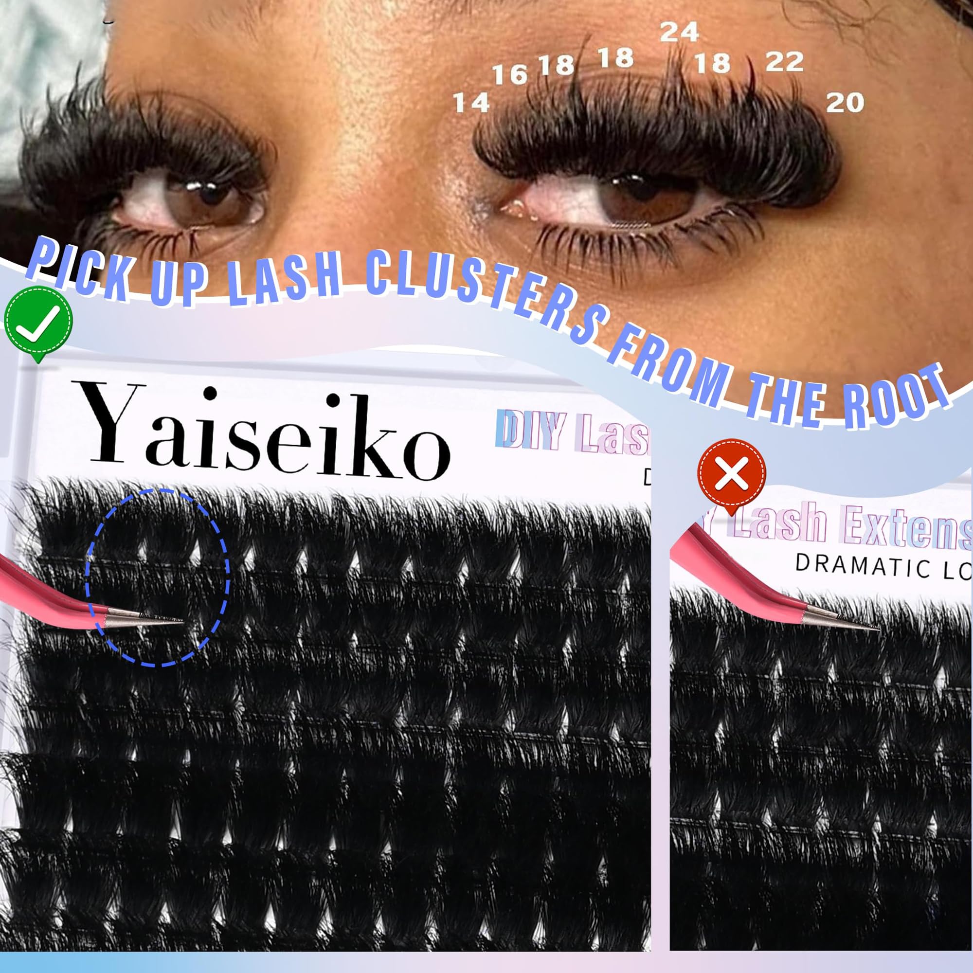 Yaiseiko ultra-fine cotton band for lightweight, natural-feel lash line.