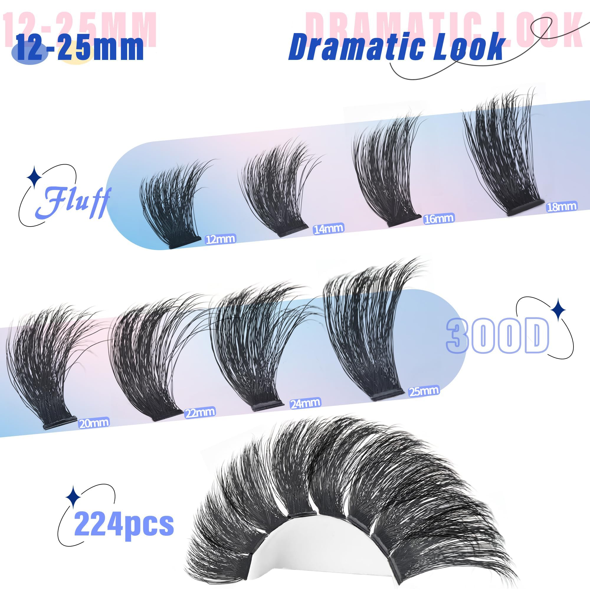 Yaiseiko volume clusters 12-25mm create bold, customizable lash styles.