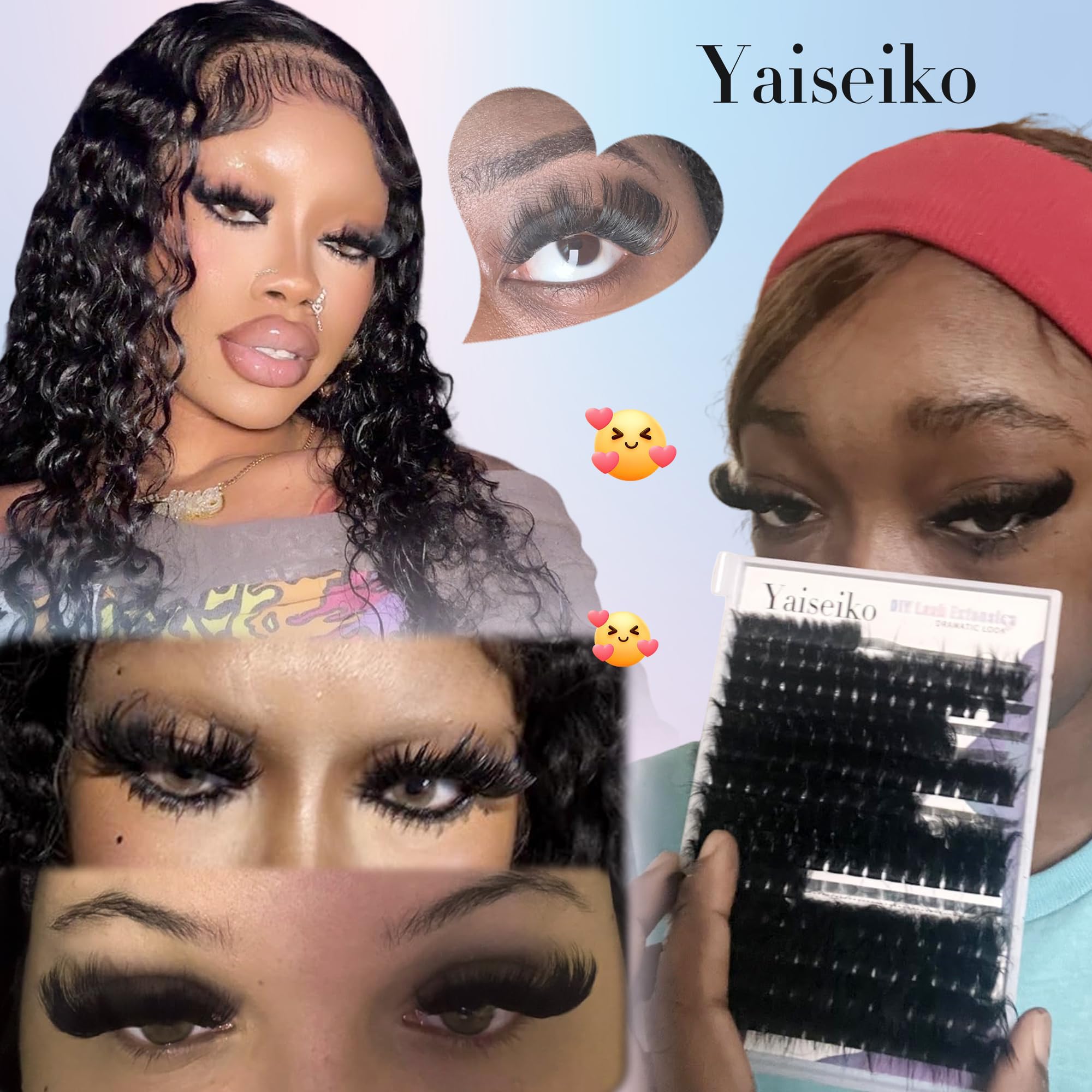 Yaiseiko wispy look clusters for a feathered, natural enhancement.