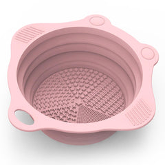 YalsFTY foldable silicone cleaner pad pink for on-the-go brush cleansing