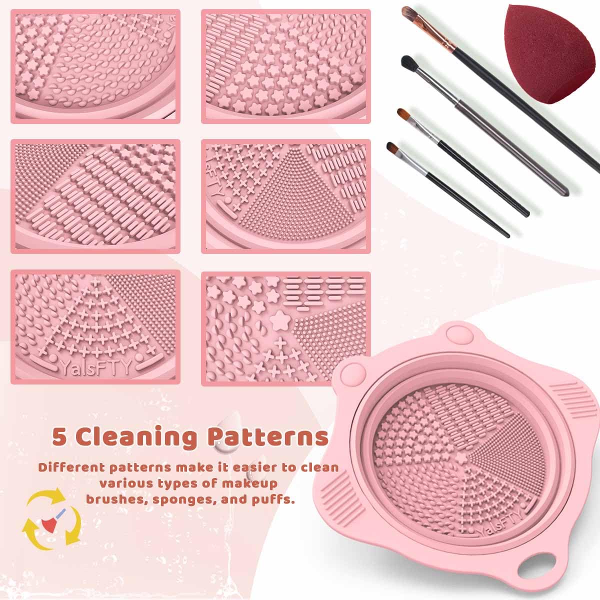 YalsFTY silicone scrubber pads remove makeup from multiple brushes