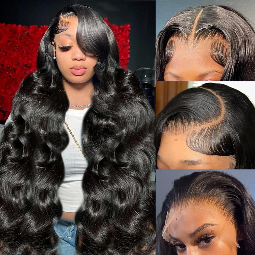Yamikk 13x6 body wave lace front wig close-up showing natural hairline and baby hairs
