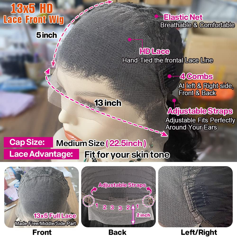 Yamikk glueless cap construction offers easy wear and secure fit.