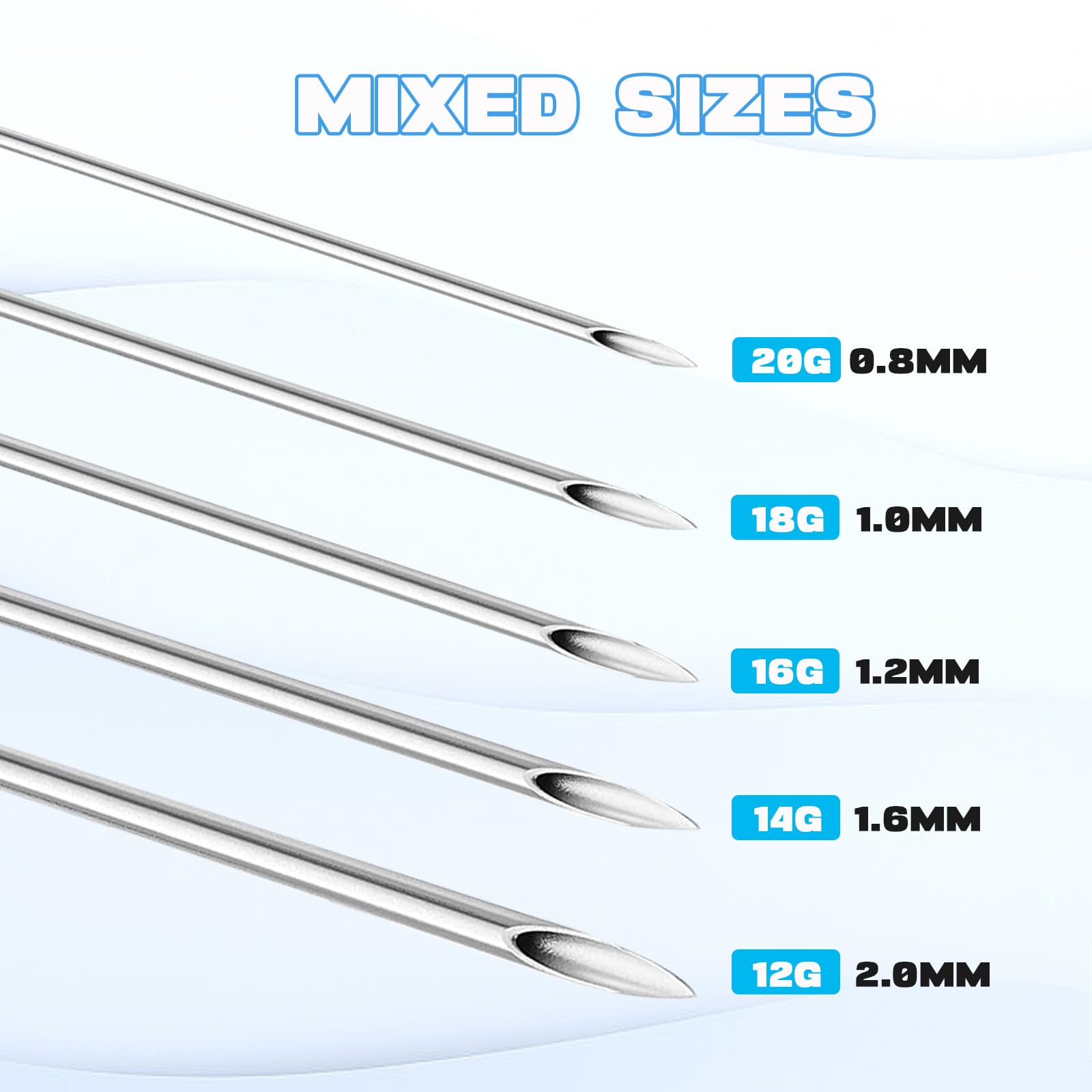 Yangna 316L hollow stainless steel needle close-up showing smooth tip