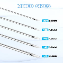 Yangna 316L hollow stainless steel needle close-up showing smooth tip