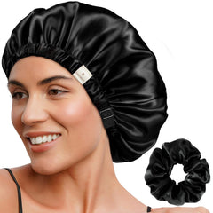 YANIBEST adjustable satin bonnet with strap for secure overnight wear