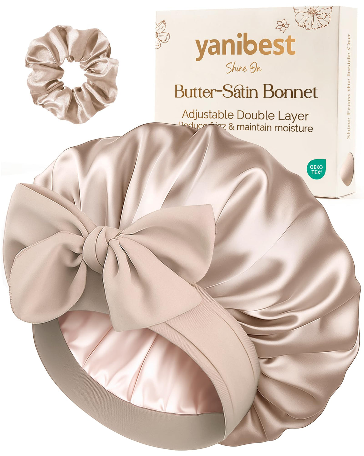 Yanibest bonete satén doble capa con ajuste elástico para dormir sin encrespamiento