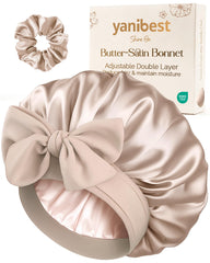Yanibest bonete satén doble capa con ajuste elástico para dormir sin encrespamiento