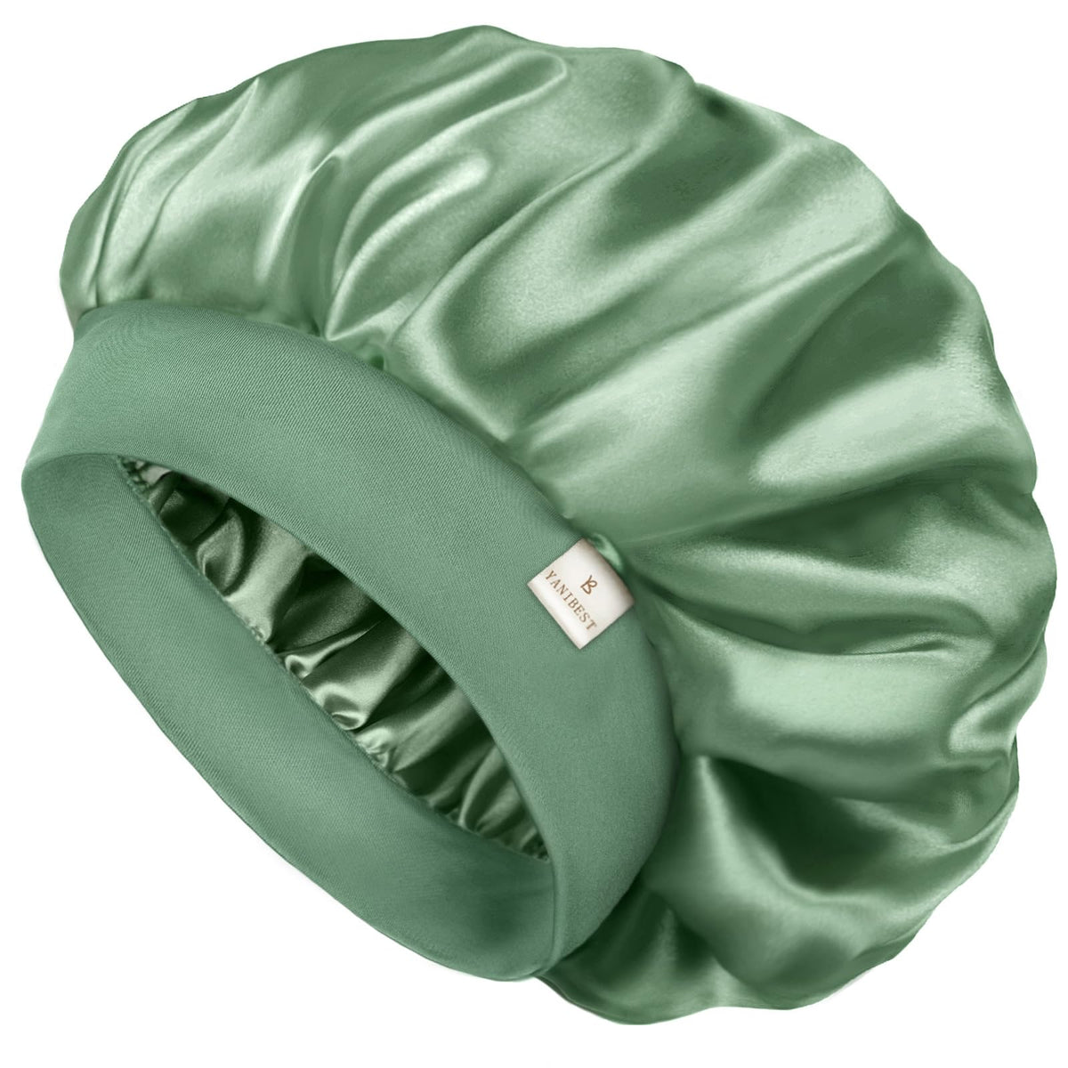 Yanibest bonete satén doble capa en uso nocturno para cuidar el cabello.